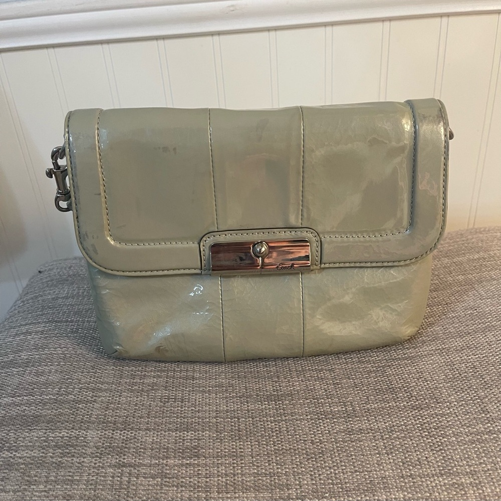 Patent gray Coach crossbody